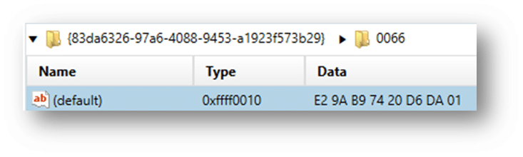 A screenshot of the last inserted date for a USB device in USBSTOR