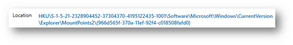 The file path location for the USB device