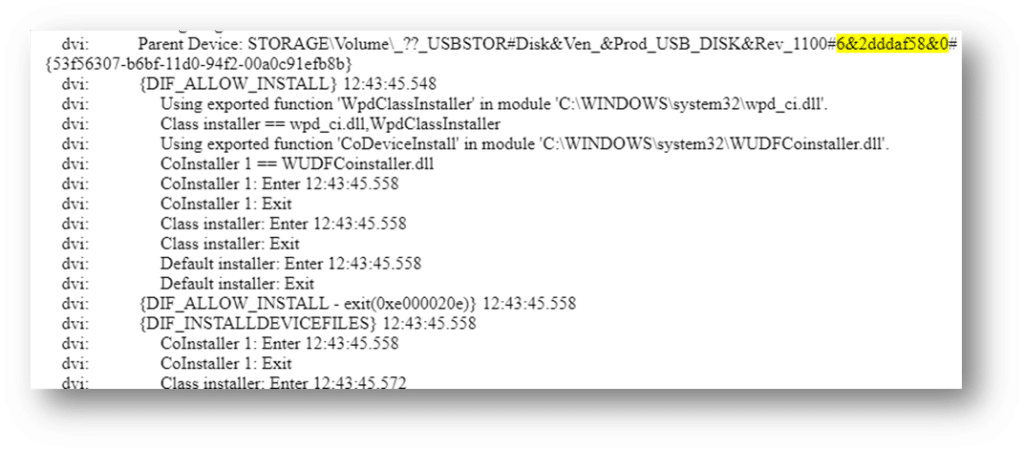 A screenshot of the timeline analysis for the USB device in Magnet Axiom