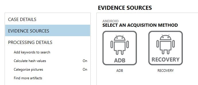 Loading a new evidence source in AXIOM.