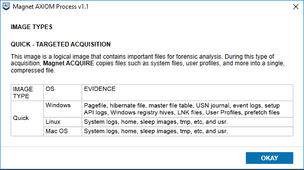 Magnet AXIOM Image Types Targeted Acquisition