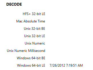 Screenshot showing decoded SAM hive last login date