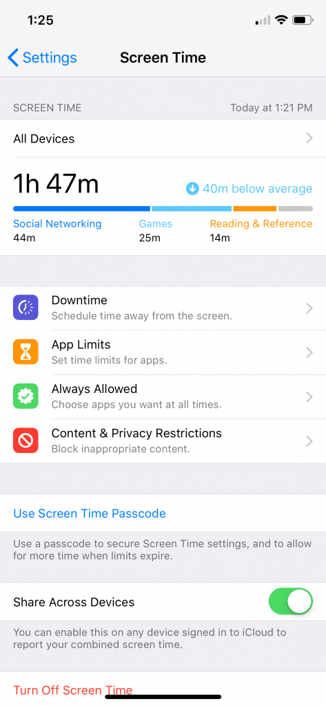 Screen Timing Settings