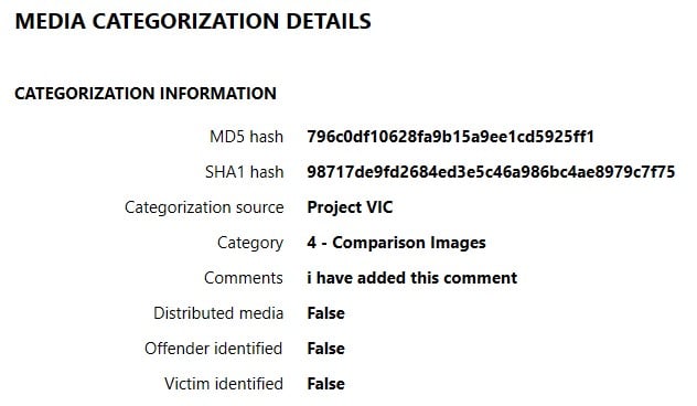 Media Categorization Details