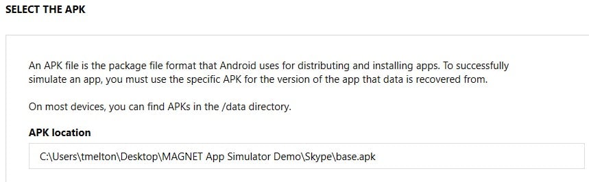 Selecting the APK