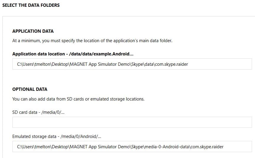 Navigate to where associated data was exported