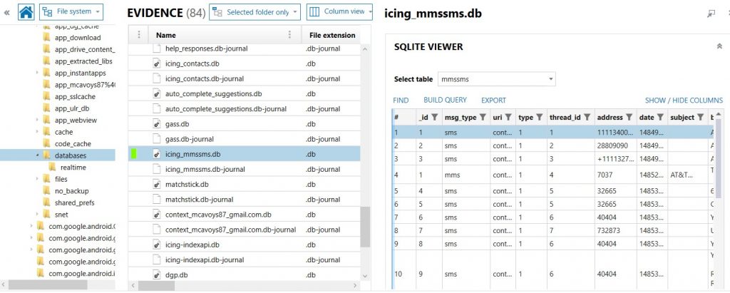 Opening the SQLite Viewer