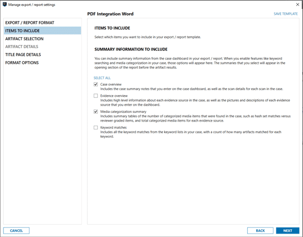 Evidence summaries in HTML and PDF.