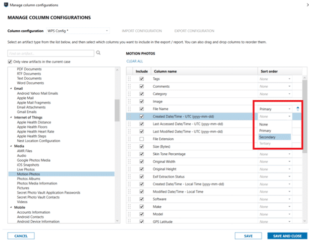 Specify Sort Order in Column Configuration and Templates