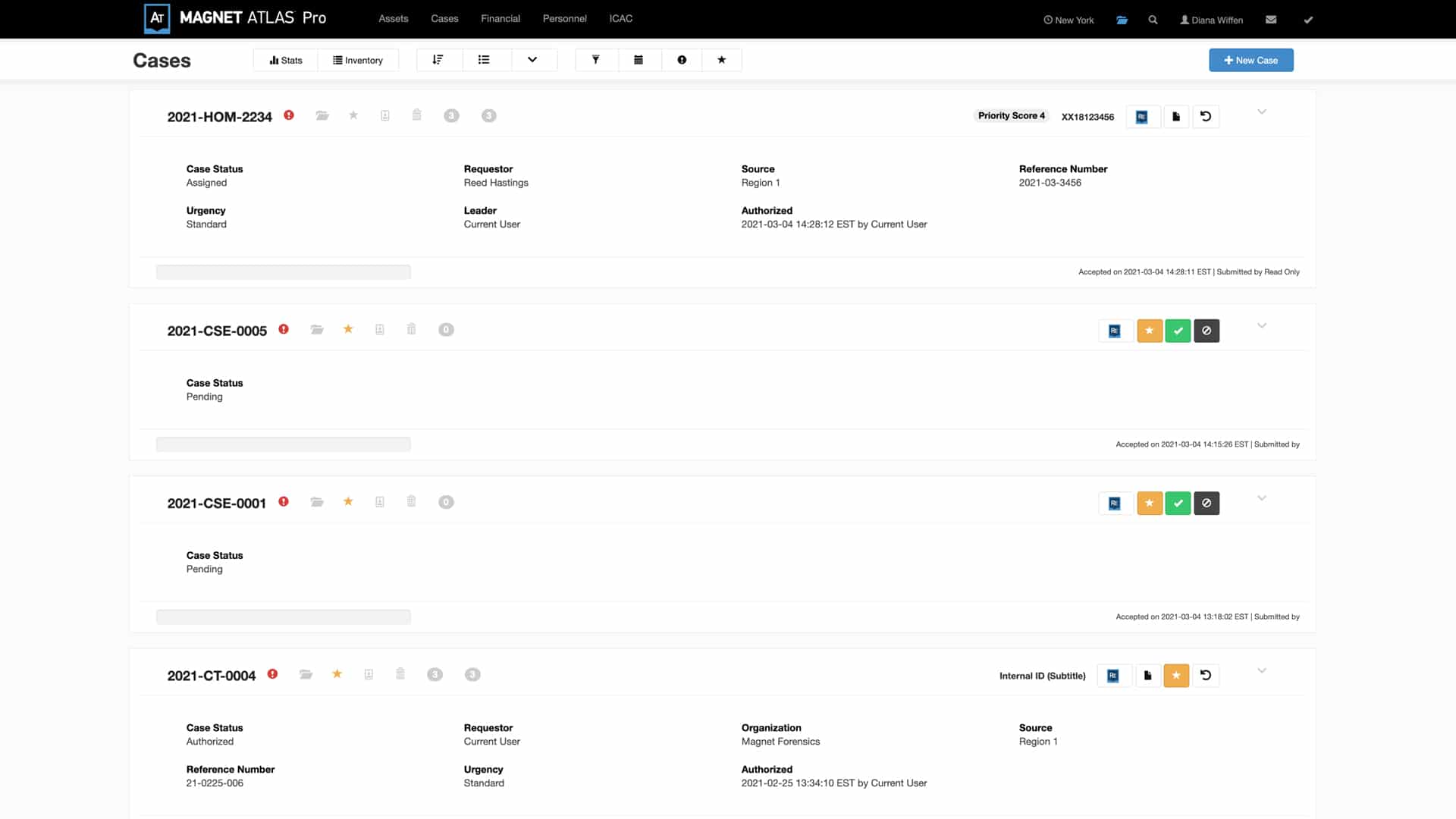 A screenshot of the "Cases" view in Magnet ATLAS 3.0.