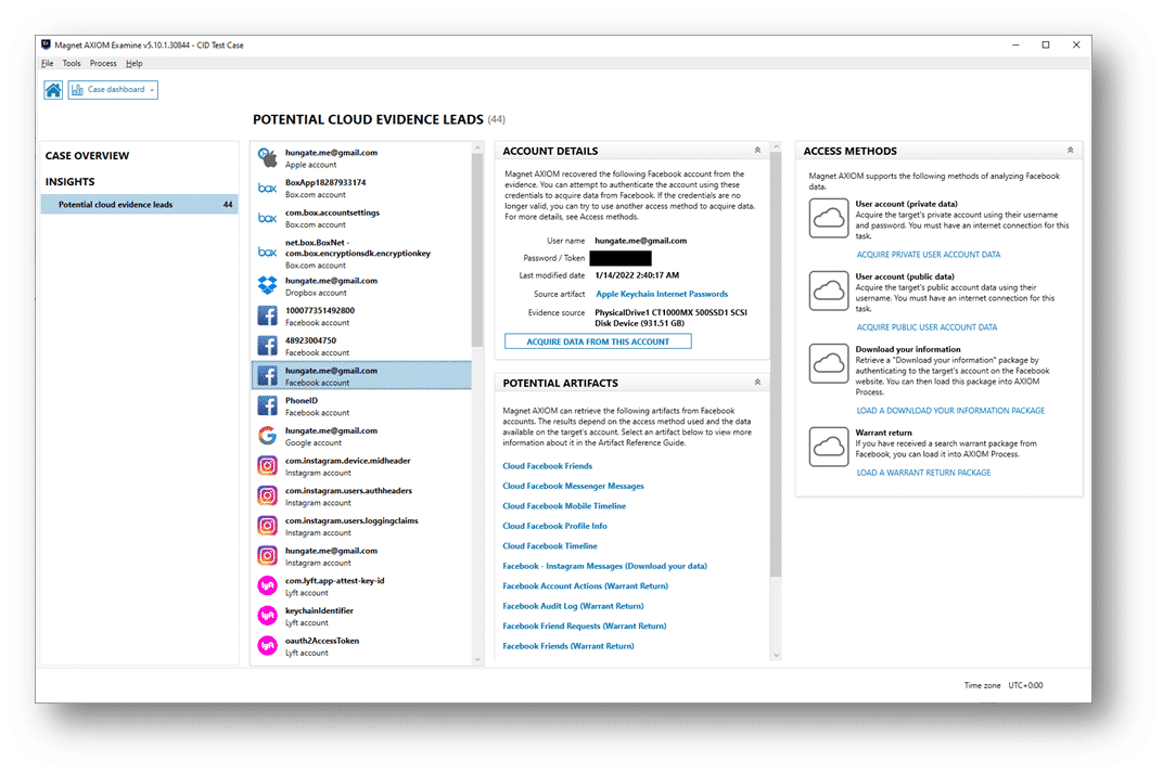 A snapshot of Magnet AXIOM 6.0 Cloud Authenticator.