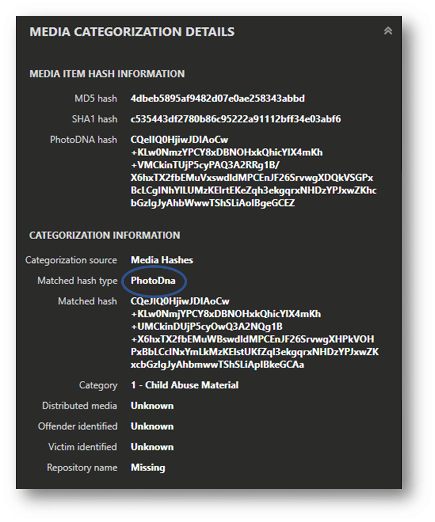 A screenshot of Magnet AXIOM 6.3 PhotoDNA 