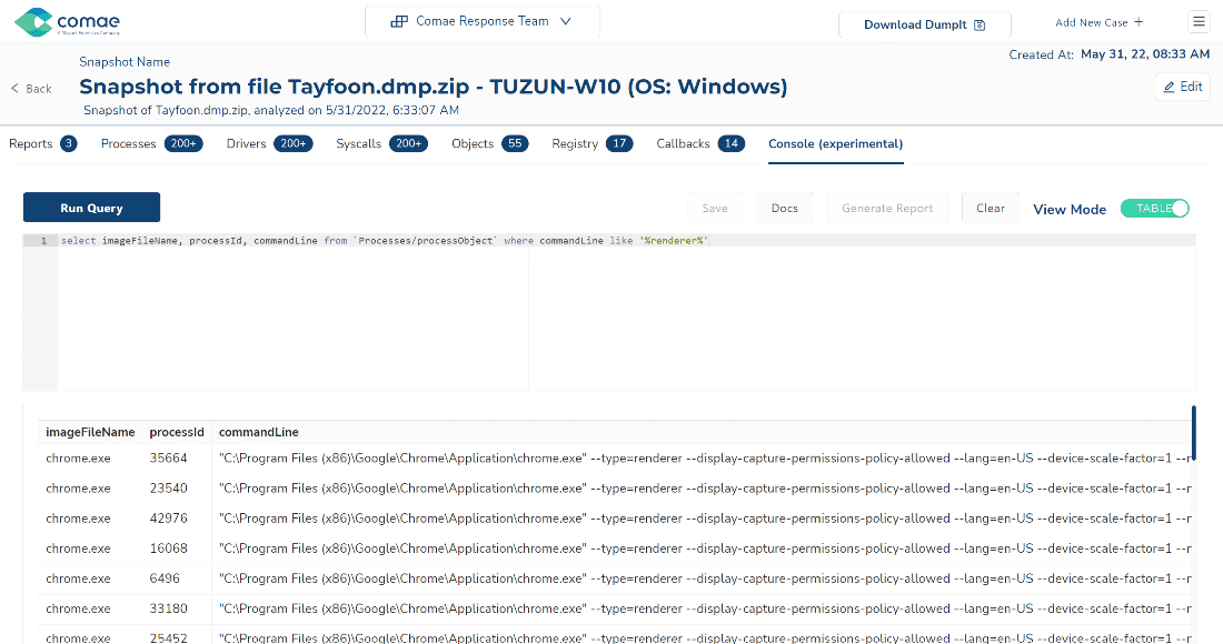 Here is an example of query to detect the above behavior by querying keywords within the commandLine variable of processObject nodes.