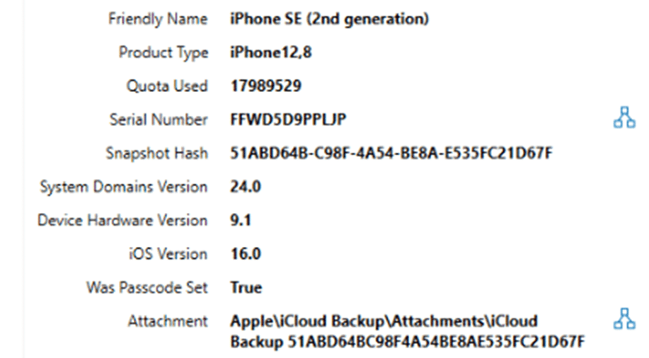 iCloud backups in iOS 16 parsed in Magnet AXIOM.