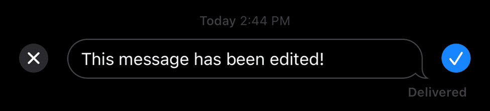 An iMessage alert saying "This message has been edited!"