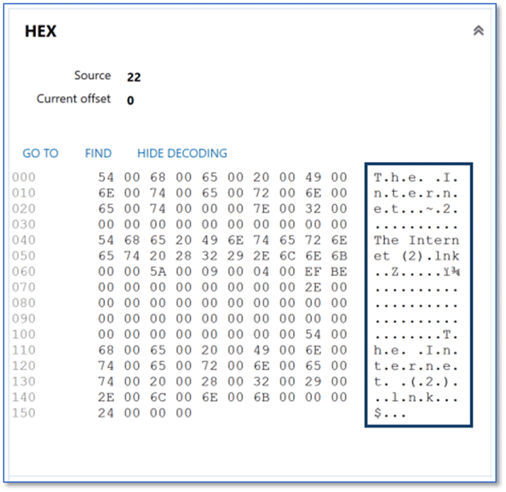 Hex card from Details pane from the Registry explorer in AXIOM Examine