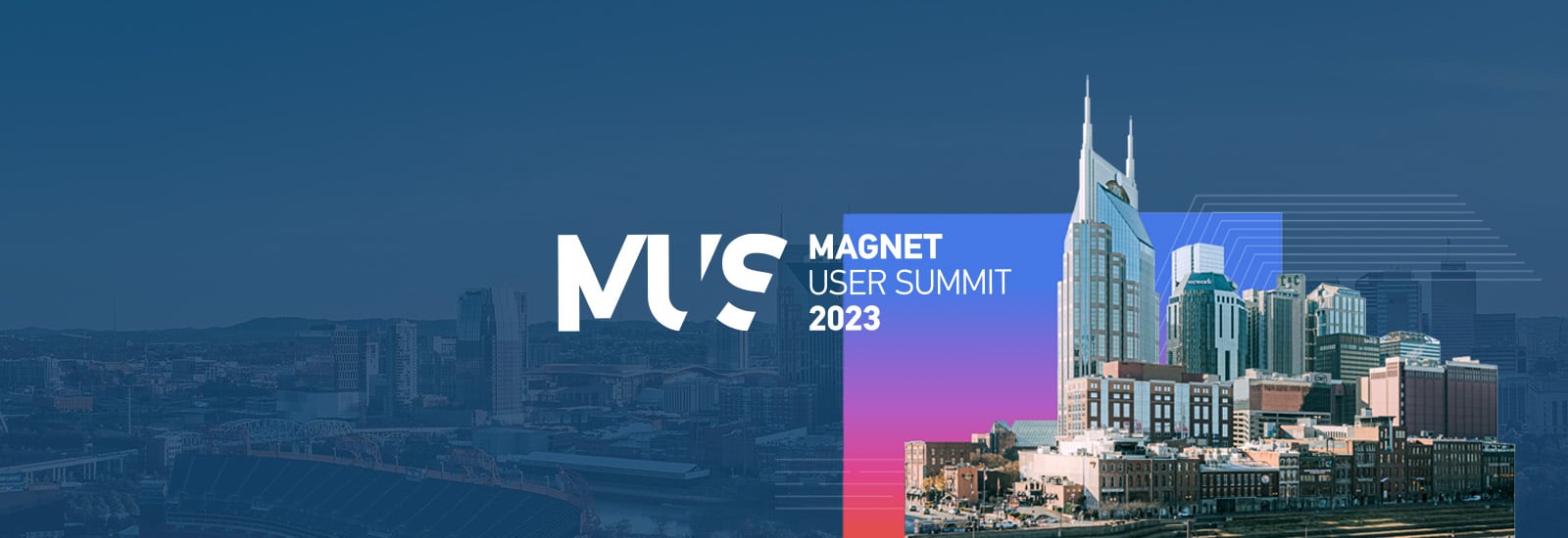 A decorative header for the announcement of Magnet User Summit 2023