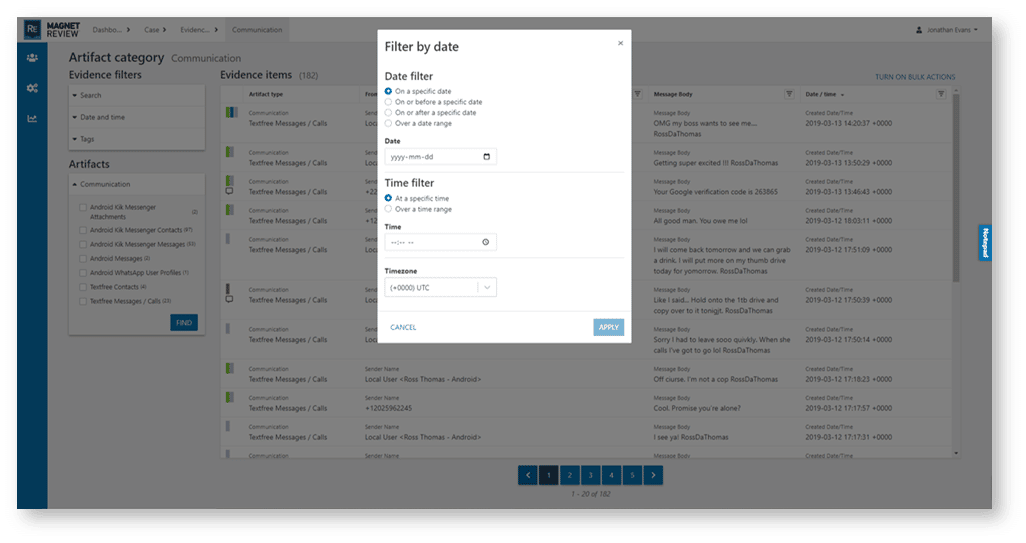 A screenshot showing the new filtering options in Magnet REVIEW 4.2