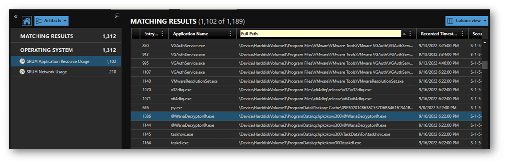 Figure 3: Binary identified having run from suspicious directory