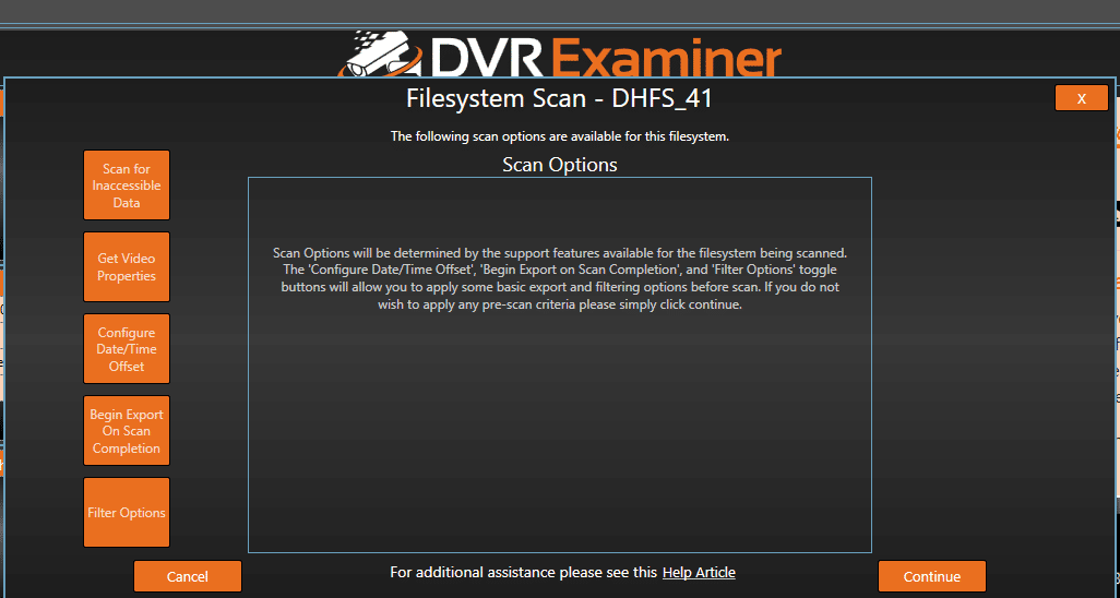 Image 2. Scan Options in DVR Examiner 2.9.4