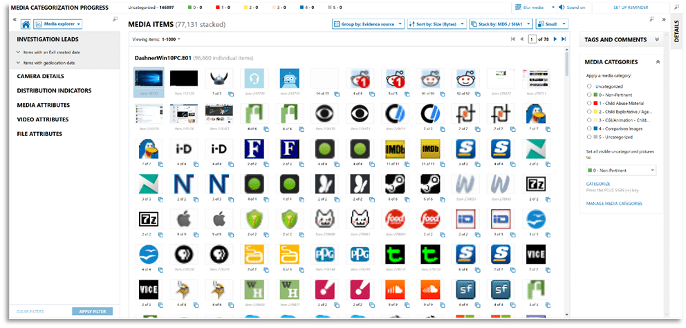 A screenshot of the Media Explorer in Magnet AXIOM 5.0