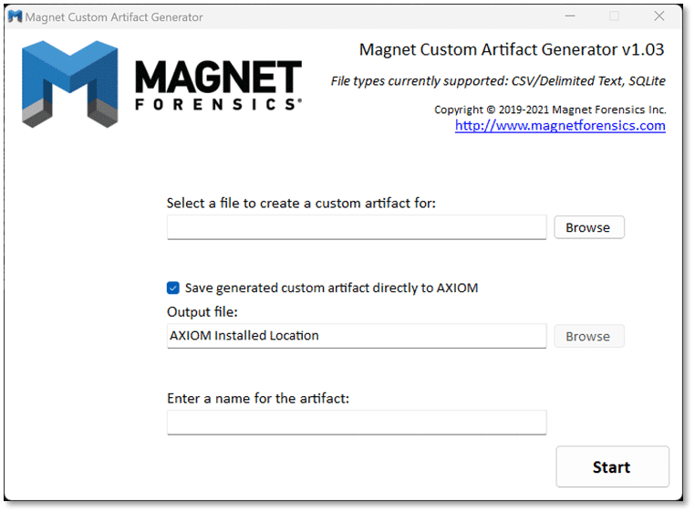 A screenshot of the Magnet Custom Artifact Generator.