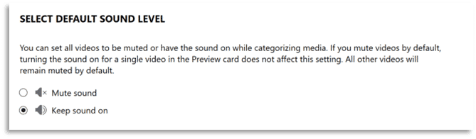 Figure 12:  Default Sound Options for Media Explorer