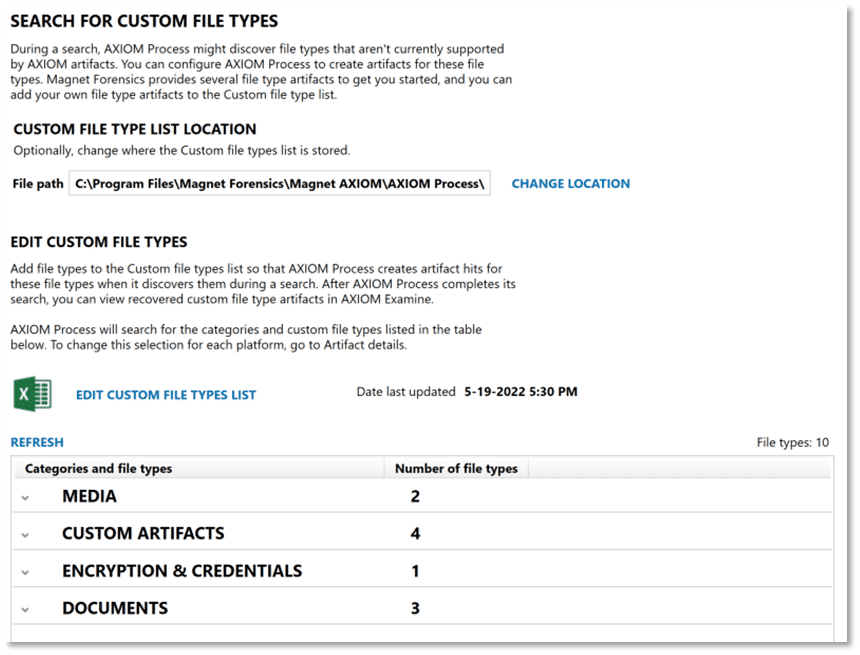 Figure 5: AXIOM Process Search for Custom File Types to quickly locate CSAM.