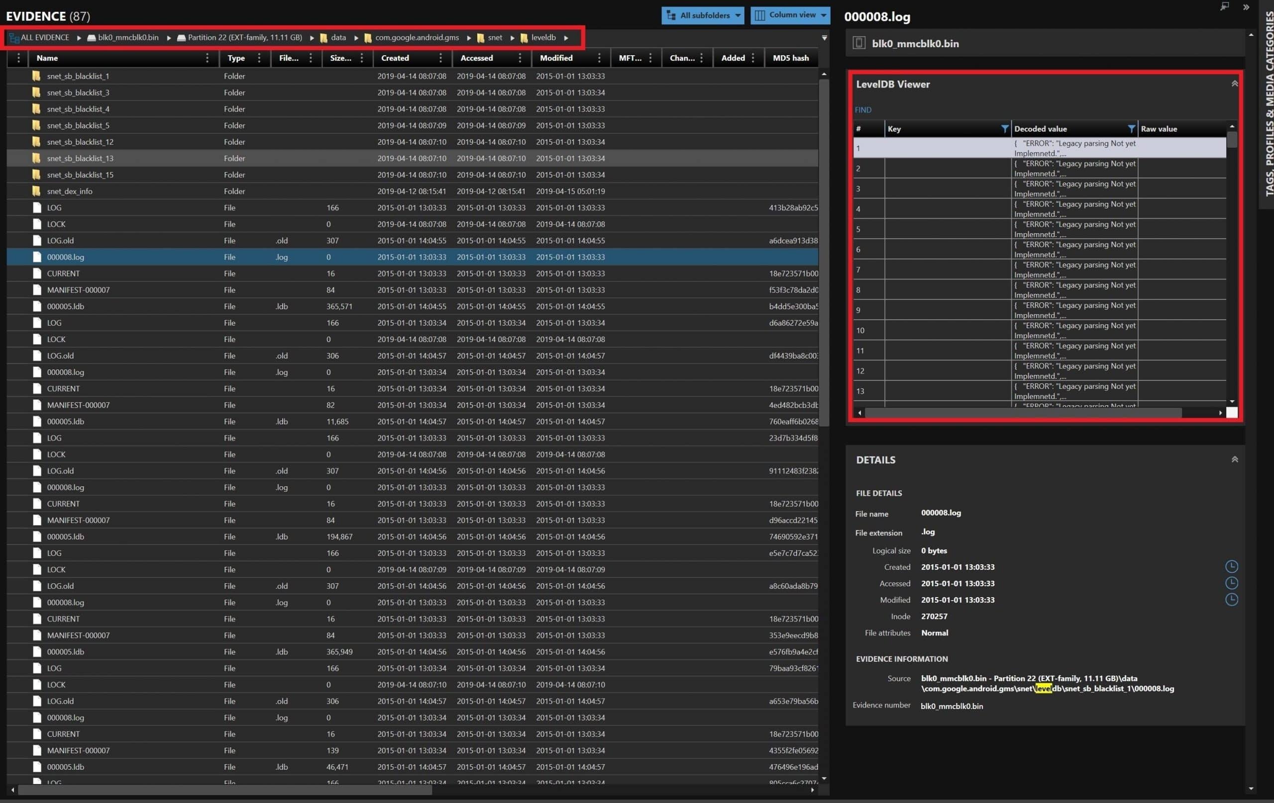 The new LevelDB viewer in Magnet AXIOM 7.2