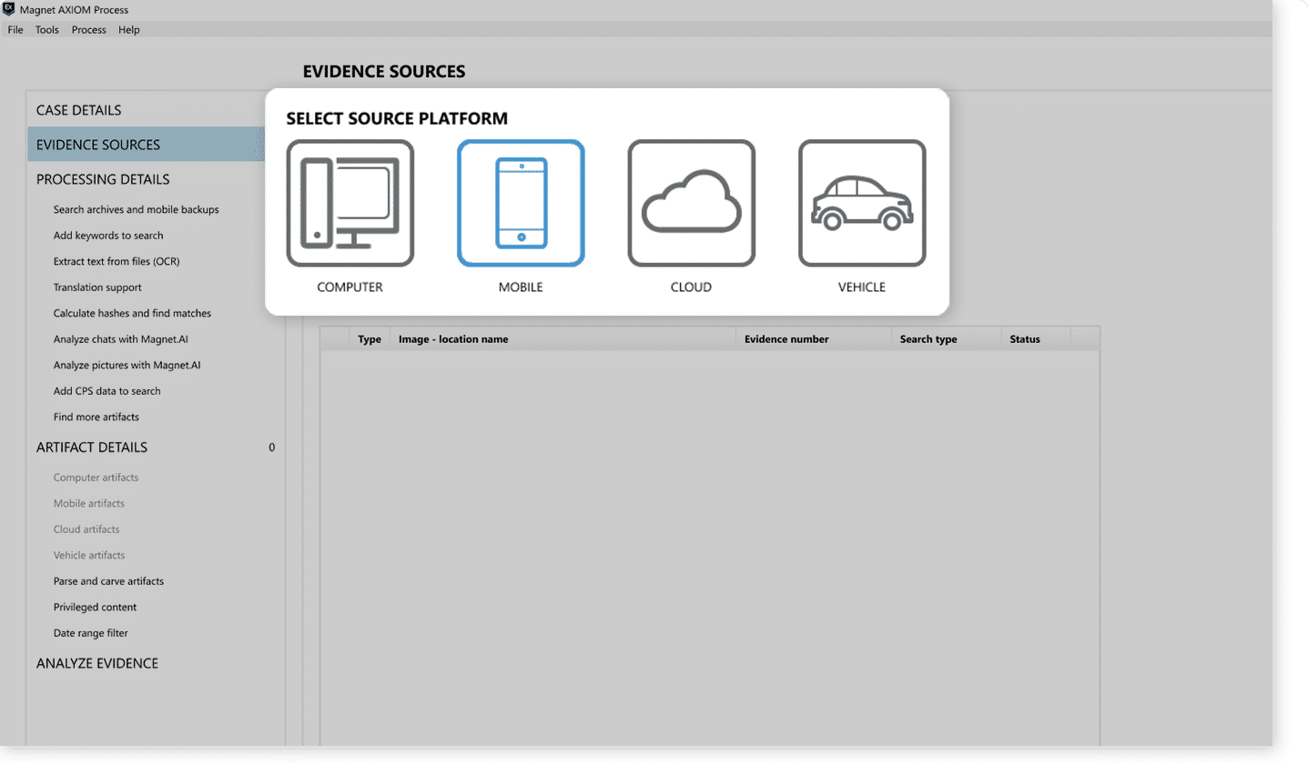 Artifact recovery product screen