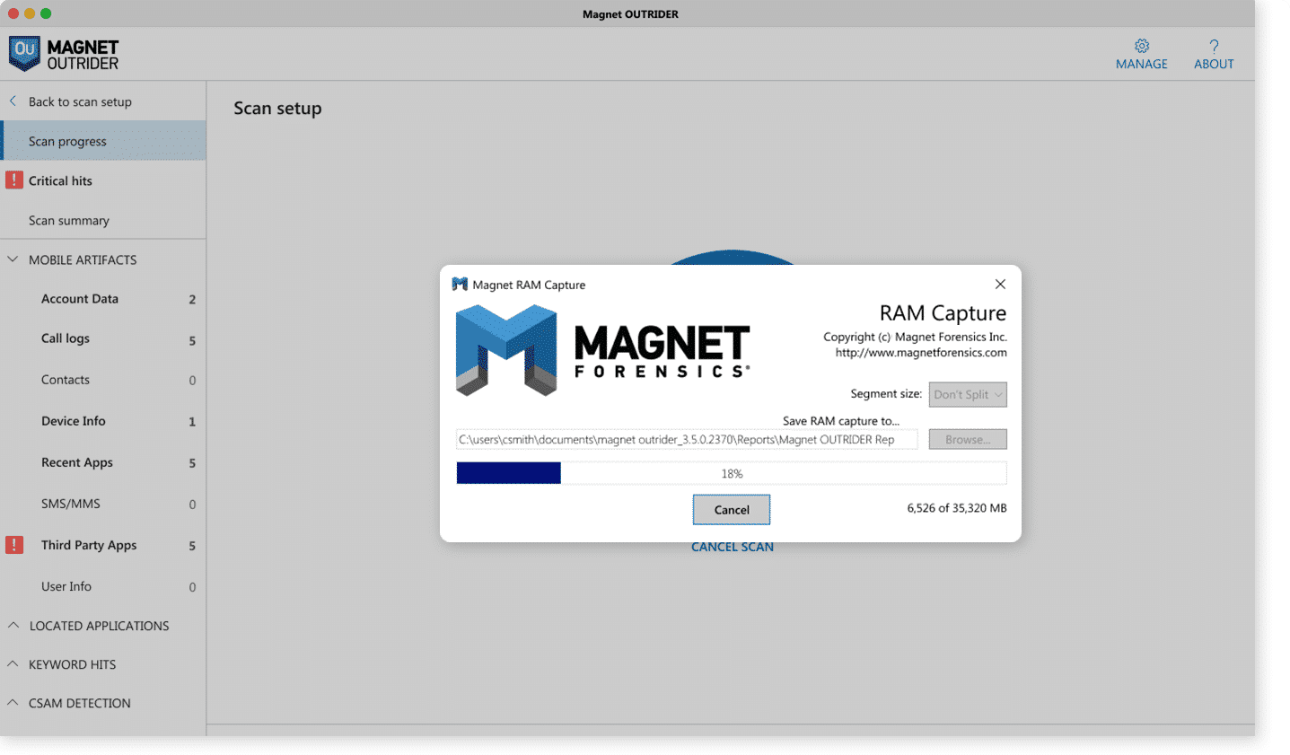 Magnet OUTRIDER product screen