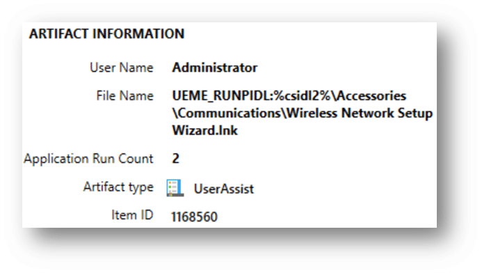 Screenshot of Axiom decoded RunDIPL UserAssist artifact.