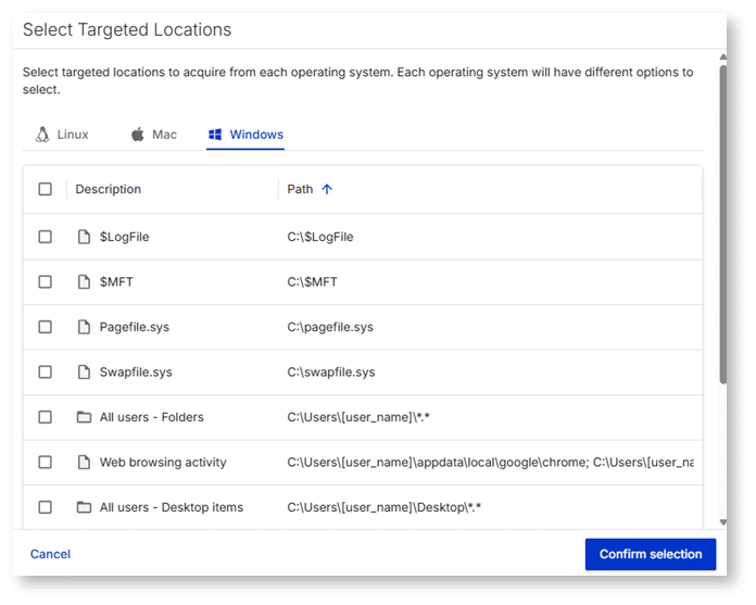 A screenshot of Magnet Nexus's Targeted Locations, which you can select to acquire form each operating system.